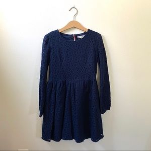 Navy blue lace dress w/ long sleeves size 8